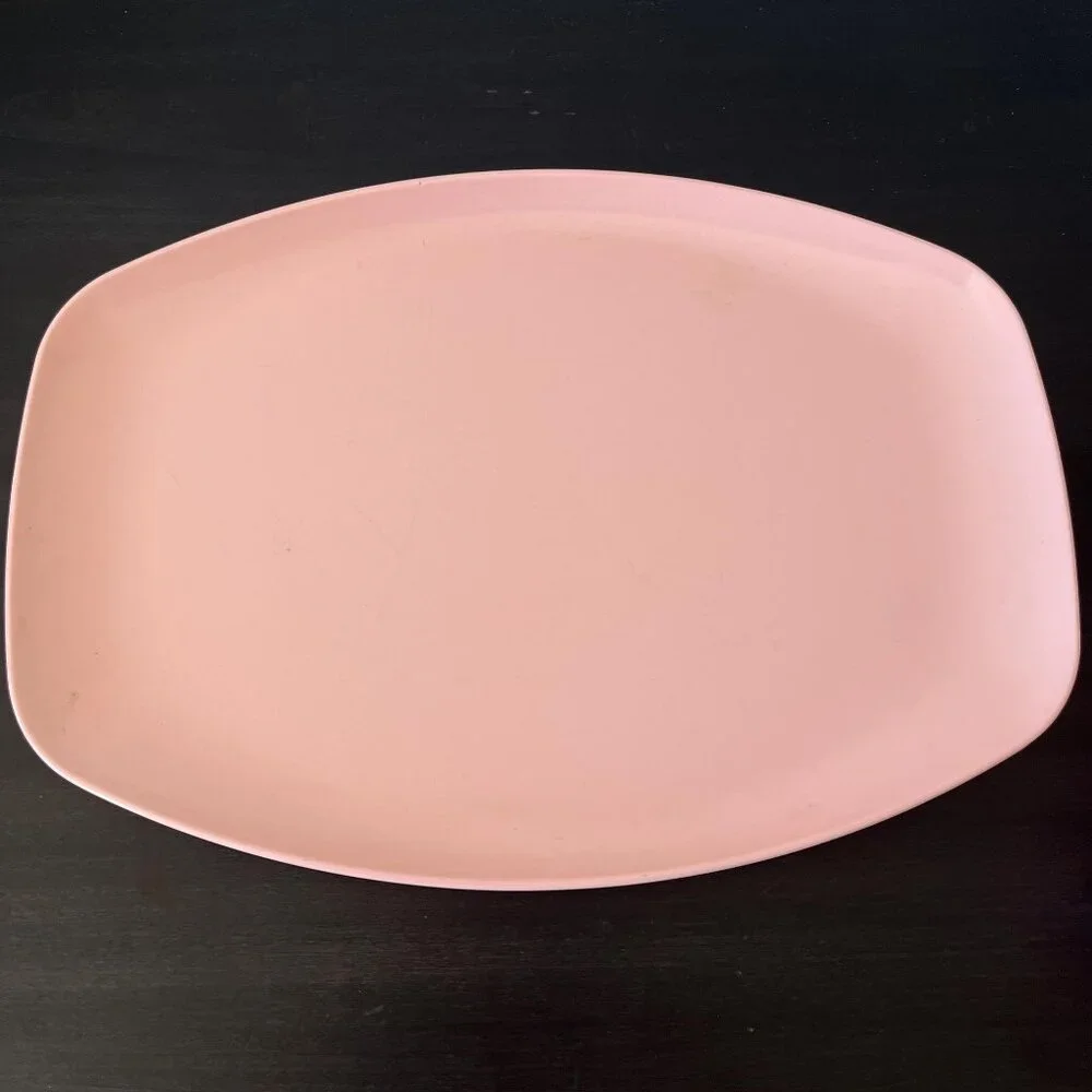 Pink Melmac Serving Tray & Bowls // Stetson Marcrest Arrowhead // Midcentury
